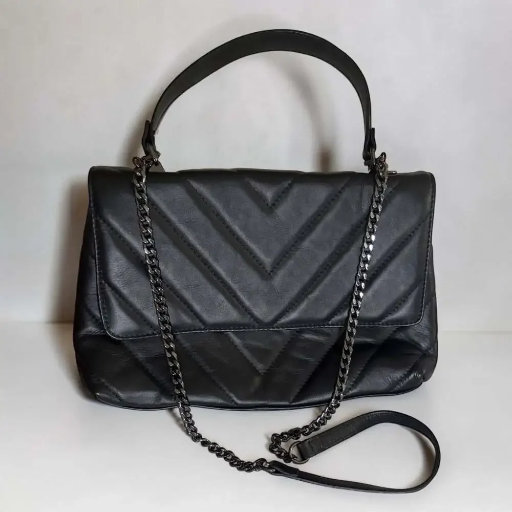 NWT Maison Héritage Paris Black Quilted Italian Leather Crossbody Bag